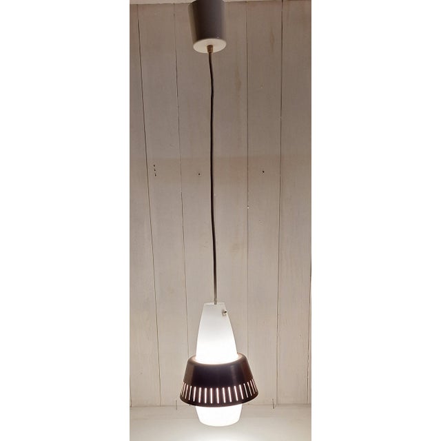 Metal Vintage Pendant Lamp with Opaque White Glass Shade, 1960s For Sale - Image 7 of 7