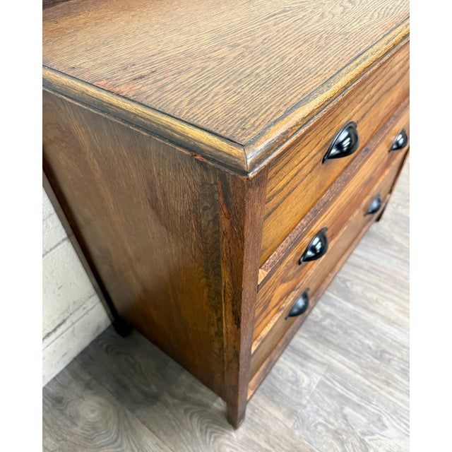 Antique Arts and Crafts Mission Style Oak Dresser Chest of Drawers For Sale - Image 4 of 15