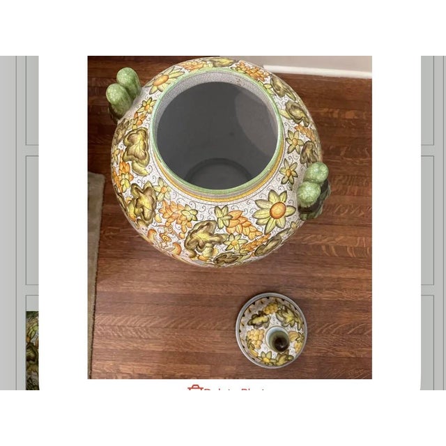1990s Large Cherub Painted Floor Vase/Urn For Sale - Image 5 of 9
