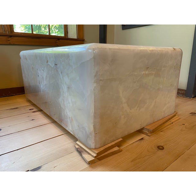 Rare Custom Steve Chase Onyx Coffee Table Vintage Modern 1980's Genuine Onyx 48" X 30" X 18" For Sale - Image 10 of 12