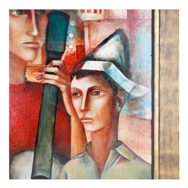 Pierre Henry, Large Surrealist French Expressionist Oil Painting Moody Boys Pierre Henry, c. 20th century For Sale - Image 13 of 14