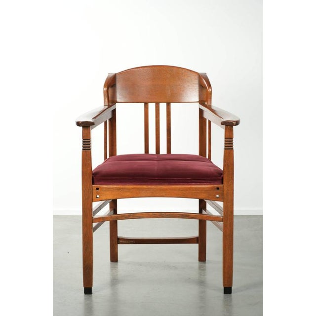 We are offering this Art Nouveau/Jugendstil design Schuitema dining chair/side chair with luxurious red fabric upholstery....