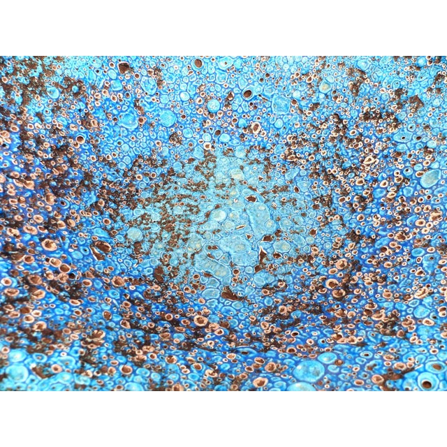 1950s Turquoise Blue Sea Foam and Enamelled Ceramic Fruit Bowl, 1950 For Sale - Image 5 of 8