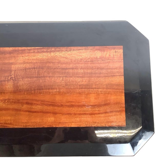 Vintage Postmodern Black Lacquer Console Table | Sculptural Leg Sofa Table For Sale In Philadelphia - Image 6 of 18