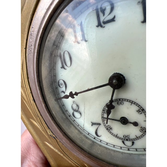 Gold Jennings Brothers Art Nouveau Antique Clock For Sale - Image 8 of 10