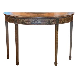 19th Century Italian Painted Demi-Lune Console Table For Sale