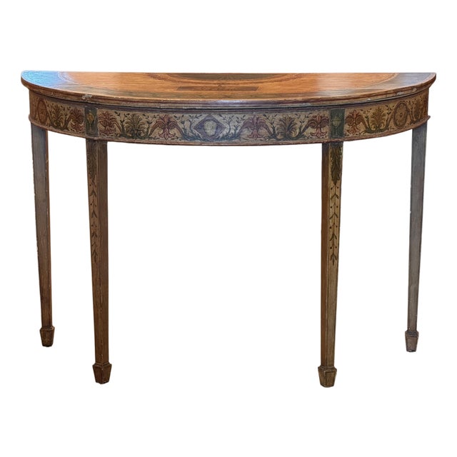 19th Century Italian Painted Demi-Lune Console Table For Sale