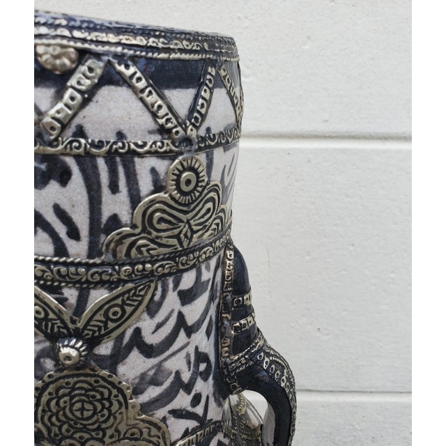 1990s Vintage Moroccan Hand Painted Jar / Vase, Calligraphy For Sale - Image 5 of 7