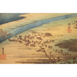 1960 After Hiroshige "The 53 Stations of Tokaido Road: 23rd Station", French Ukiyo-E Print