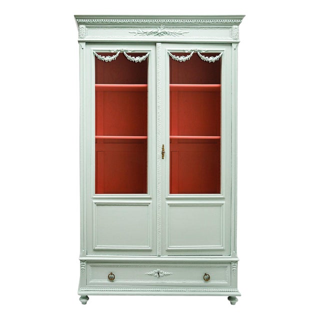 Louis XVI Style Mint Green Showcase Vitrine For Sale