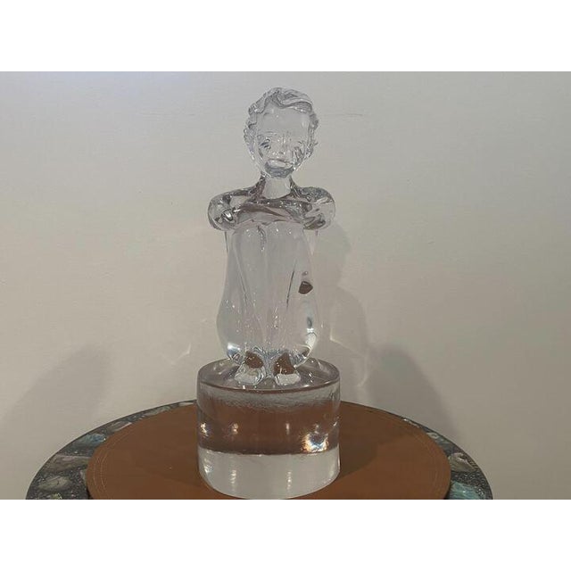 Transparent 1950s Signed Loredano Rosin Murano Glass “Seated Boy” Sculpture For Sale - Image 8 of 10