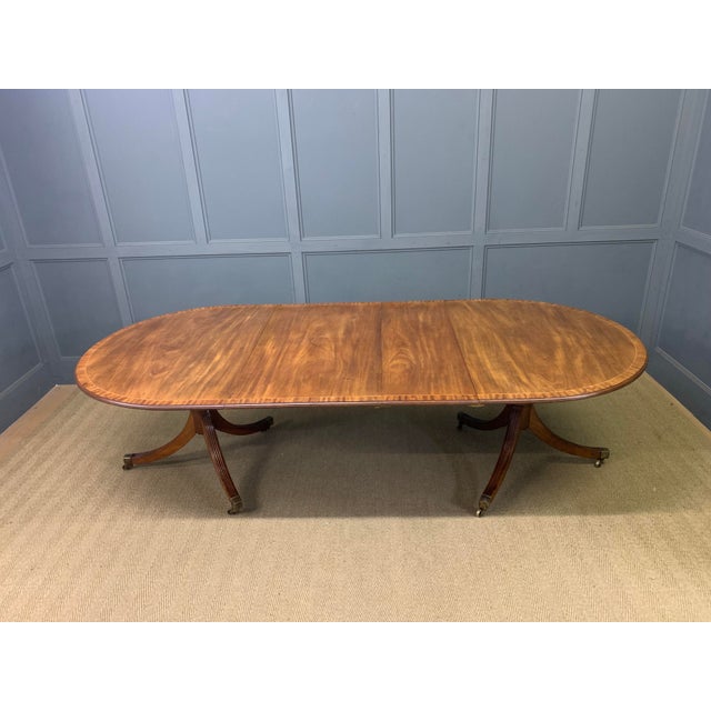 1910s Large Twin Pillar Mahogany Dining Table, 1910 For Sale - Image 5 of 18