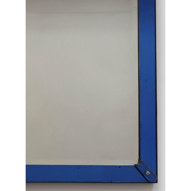 Vintage Art Deco Cobalt Blue Glass Framed Bevelled Mirror, 1930 For Sale - Image 4 of 9