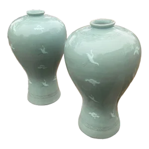 Pair of Japanese Celadon Vases