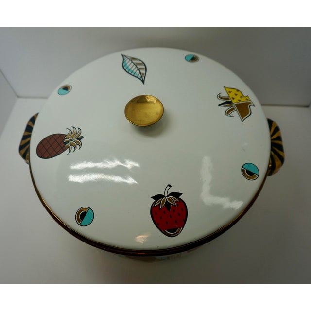 Set of 2, Vintage Georges Briand Ambrosia Enamel Giant Stock Pot Buffet Server & Kettle For Sale - Image 9 of 11
