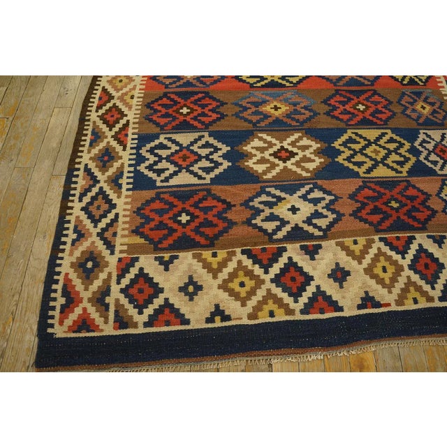 1920s Multi Geometric Kilim Antique Nw Persian Rug "4'8" X 15' Flat Weave Wool Carpet For Sale - Image 12 of 12