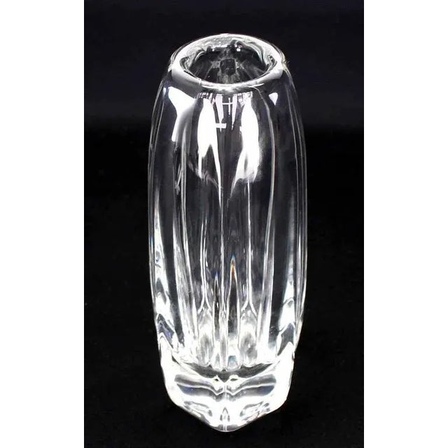 6" tall floral pattern crystal vase by Kosta of Sweden.
