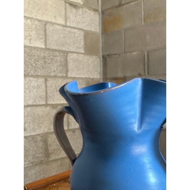 Gabriel Burmeister Handled Blue and White Earthenware Vase, Sweden, 1930s For Sale - Image 9 of 10