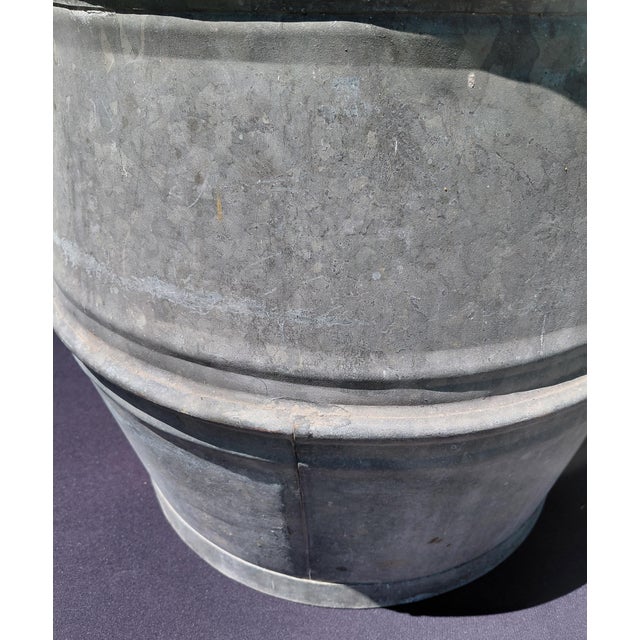 Vintage Belgian Galvanized Dolly Tub With Handles Planter For Sale In New York - Image 6 of 10