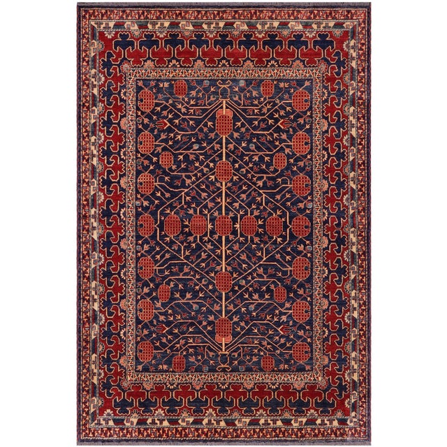 Bohemian Super Kazak Blue/Red Wool Rug - 7'0'' X 7'8'' For Sale - Image 10 of 10