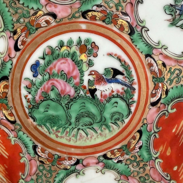 Exceptionally large and rare 18.75” Chinese Export Rose Medallion Charger. This mid 20th century piece has the traditional...