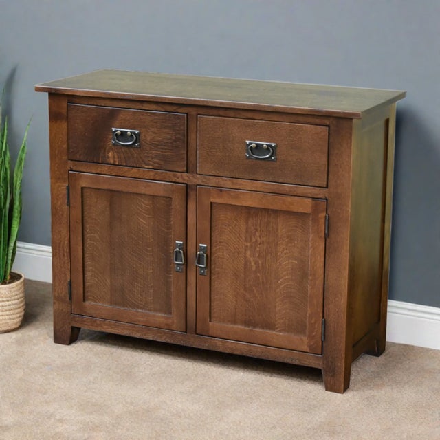 2020s Mission 2-Door 2-Drawer Sideboard, Console – Walnut For Sale - Image 5 of 9