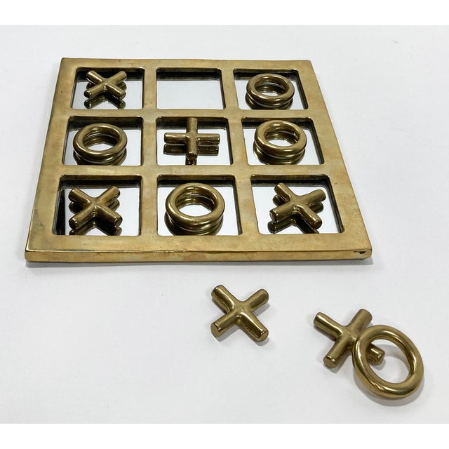 Vintage Mirrored Brass Tic Tac Toe Game Board For Sale - Image 4 of 6