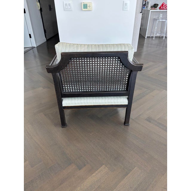 Minton-Spidell Minton-Spidell Chinoiserie Fretwork Lounge Chairs, Cane Back (Pair) Seating For Sale - Image 4 of 7