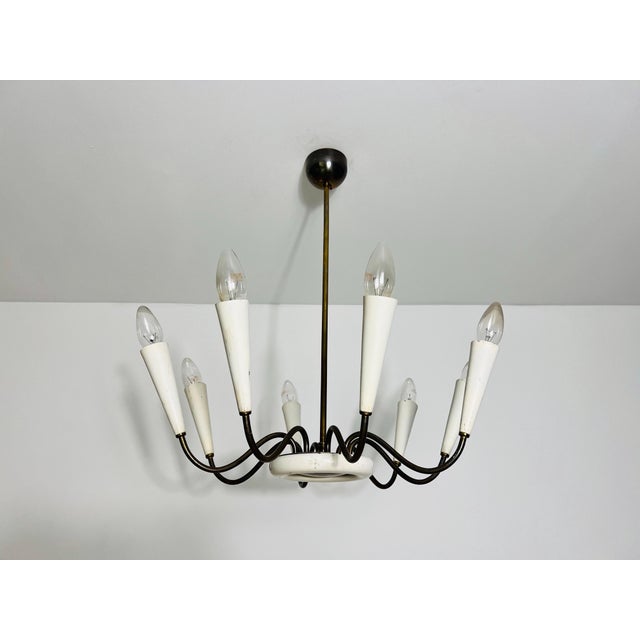 Mid-Century Brass 8-Arm Sputnik Chandelier, 1950s, Italy For Sale - Image 4 of 10
