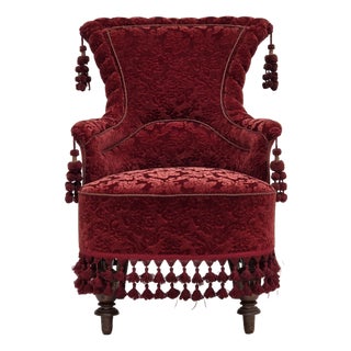 Danish Armchair in Velour with Beech Legs, 1950s For Sale