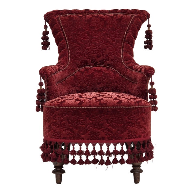 Danish Armchair in Velour with Beech Legs, 1950s For Sale