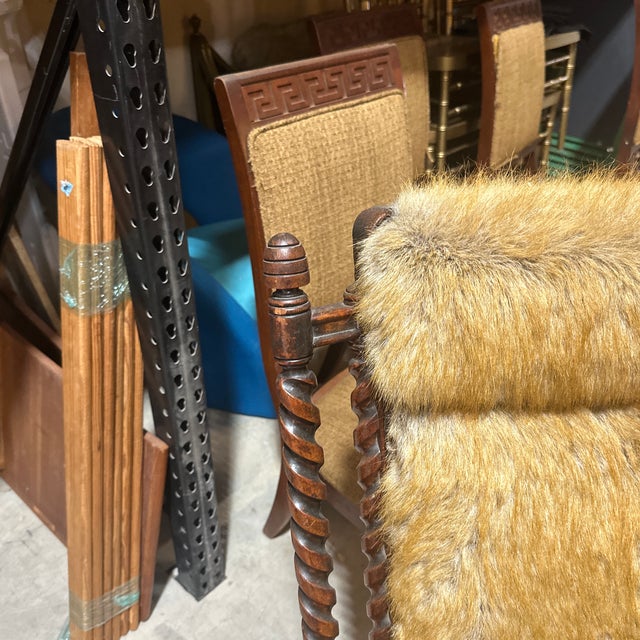 Mid-Century Modern Vintage Faux Fur Barley Twist Rocking Chair For Sale - Image 3 of 12