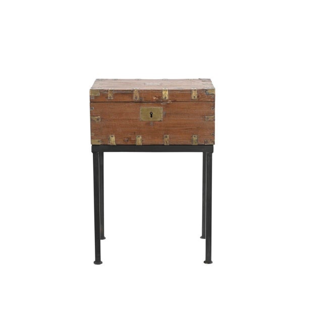 This Vintage Anglo-Indian Teak and Brass Small Chest on Iron Legs/Side Table is handcrafted from solid teakwood and...
