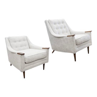 Pair of His and Hers Tufted Accent Chairs Pearsall Style For Sale