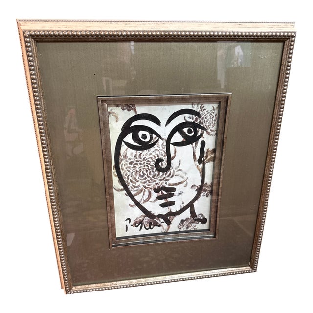 1970s Peter Keil Abstract Black and White Portrait Painting For Sale