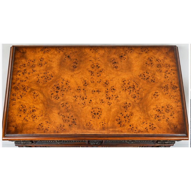 Italian Theodore Alexander Mahogany & Burl Cabinet With Caryatid Figures – Exceptional For Sale - Image 3 of 5