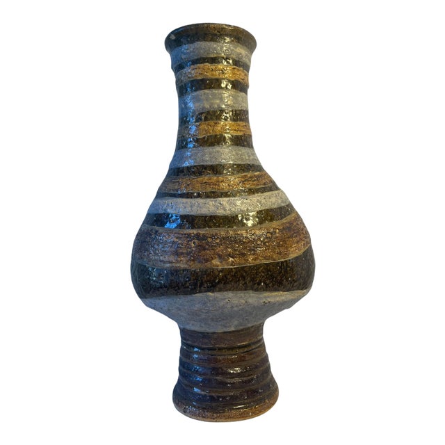 Vintage Artisan Mid Century Ceramic American Pottery Vase For Sale