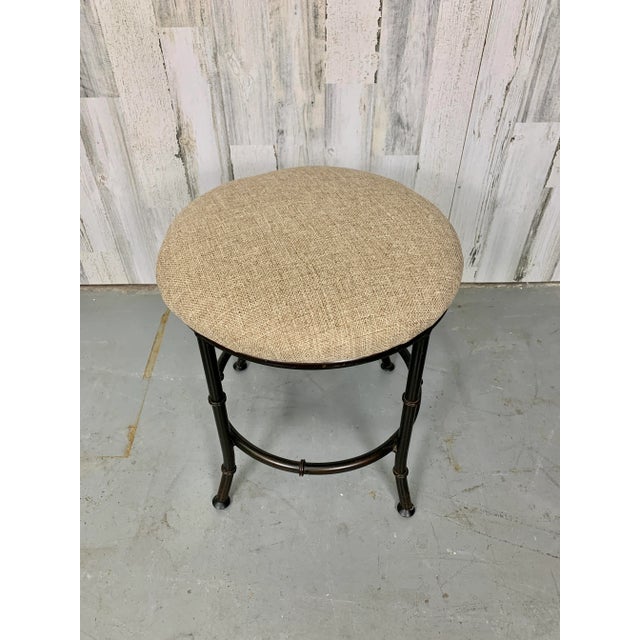 1970s Faux Bamboo Metal Stool For Sale - Image 5 of 11