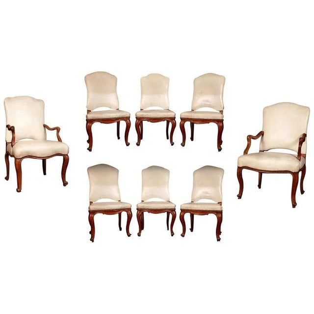 18th Century French Dining Chairs and Armchairs, 1760s, Set of 8 For Sale - Image 14 of 14