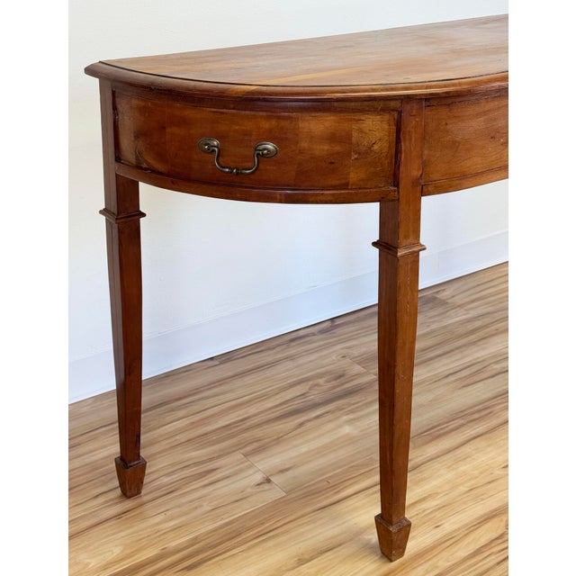 Vintage Traditional Wood Demi-Lune Table For Sale - Image 9 of 11