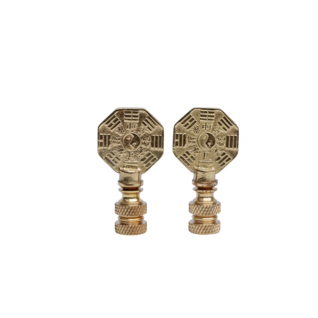 Yin & Yang Brass Lamp Finials - a Pair For Sale - Image 4 of 4