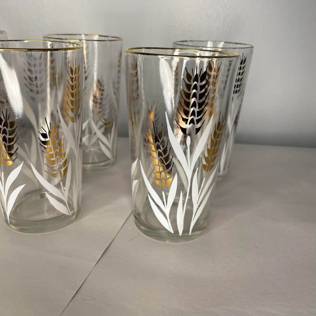 Mid 20th Century Vintage Golden Wheat Glass Tumblers- Set of 8 For Sale - Image 5 of 12