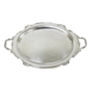 Vintage 1847 Rogers Bros "Reflection" Silver Plated Oval Serving Platter Tray For Sale