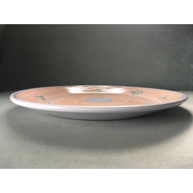 Ceramic Vintage Caleca Peach Floral Italian Ceramic Serving Platter For Sale - Image 7 of 13