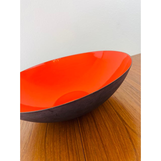 Orange Vintage 1950s Krenit Denmark Large 15" Orange Enameled Bowl For Sale - Image 8 of 10