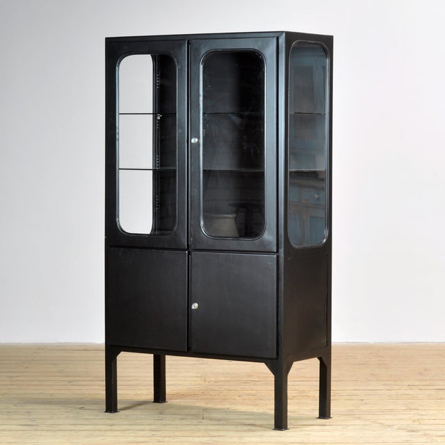 Industrial Vintage Medical Cabinet in Iron and Glass, 1970s For Sale - Image 3 of 11