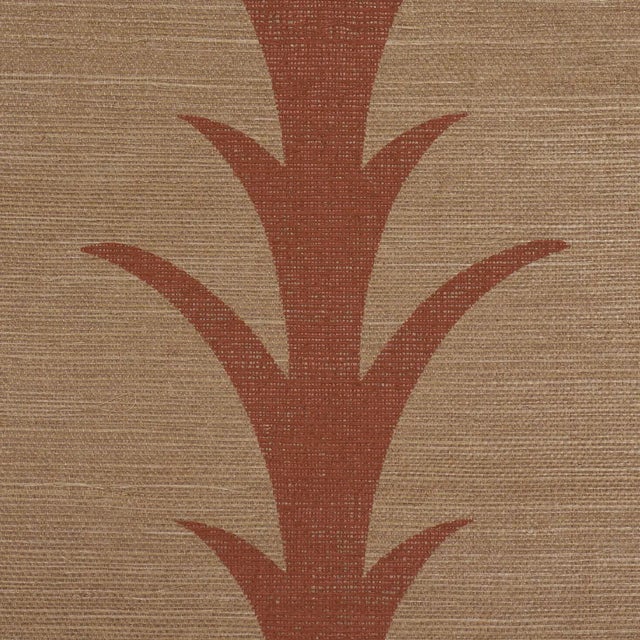 Schumacher Sample-Schumacher x Celerie Kemble Acanthus Stripe Sisal Wallpaper In Mocha For Sale - Image 4 of 5