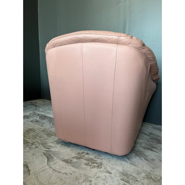Motivated Seller: 1980s Postmodern Pink Leather Swivel Chair For Sale - Image 10 of 11