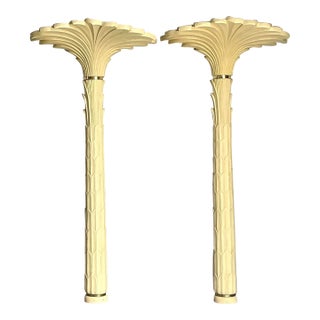 Vintage Regency Molded Resin Palm Torchiere After Serge Roche - Set of 2 For Sale