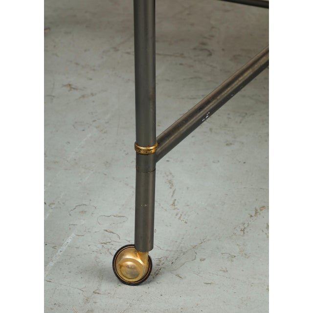 Stone Midcentury Bronze 2-Piece Dining Tables on Casters With Travertine Tops For Sale - Image 7 of 12